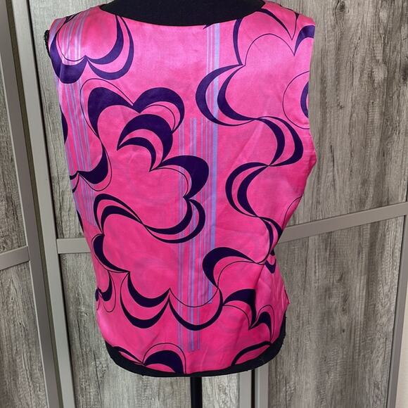 aura retro 60's inspired silk top women's 12 - Picture 6 of 11